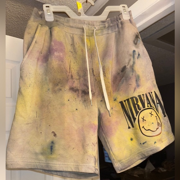 New galaxy swirl tye die one of one NIRVANA designer StreetWear shorts - Picture 13 of 16